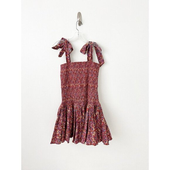 NWT Anthropologie Atsu Tie-Shoulder Smocked Mini Dress L Floral Red $198 Sundres - Picture 7 of 11